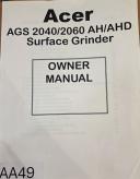 Acer-Acer AGS 2040/2060 AH/AHD Surface Grinder Owner Manual-AGS 2040/2060 AH/AHD-01